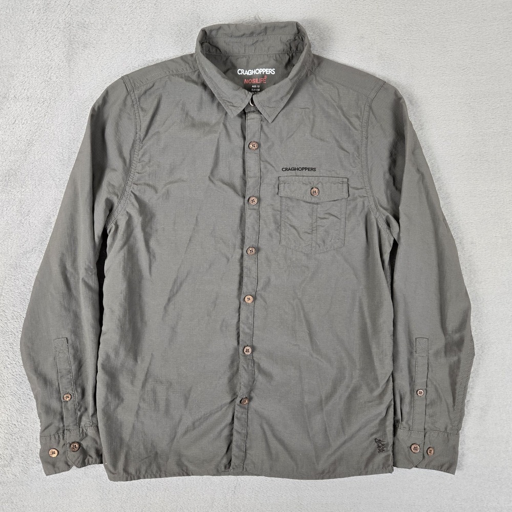 Craghoppers Shirt Boy's Age 13 Gray Nosilife‎ Adventure Hiking Utility Safari